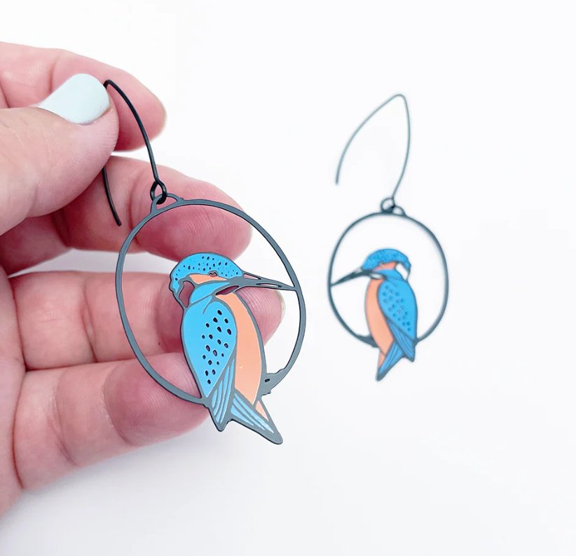 Denz + coDENZ Midi Azure Kingfisher earrings in Black/Blue/Orange #same day gift delivery melbourne#