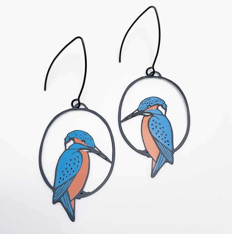 Denz + coDENZ Midi Azure Kingfisher earrings in Black/Blue/Orange #same day gift delivery melbourne#