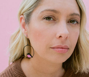 DENZ Midi Robin Earrings in Pink and Black