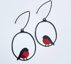 DENZ Midi Robin Earrings in Red and Black