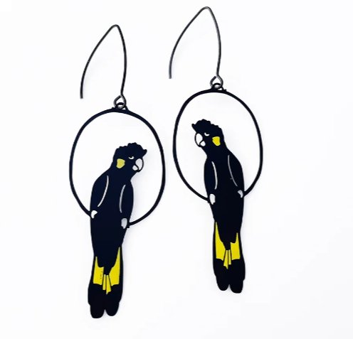 Denz + coDENZ Yellow Tailed Black Cockatoo Earrings #same day gift delivery melbourne#