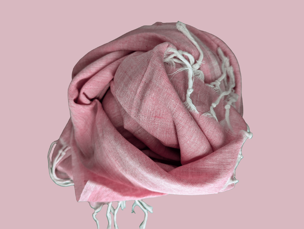 Nine YaksCotton scarf - white tassels pink #same day gift delivery melbourne#