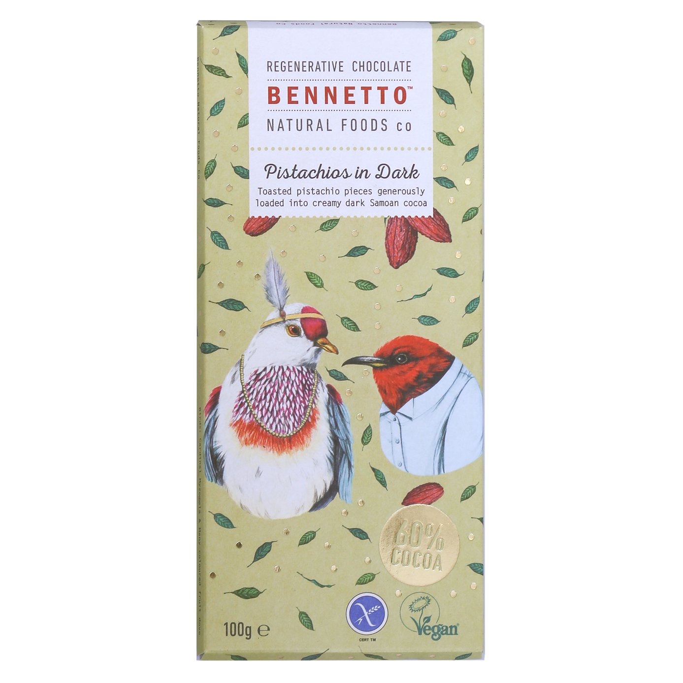 Bennetto Organic Dark Chocolate Pistachios In Dark 100g