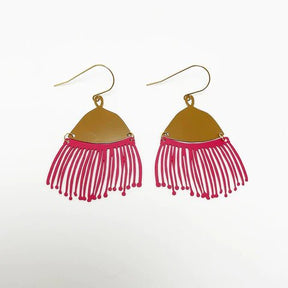 DENZ Gum Blossom dangles in Olive + Raspberry | painted steel dangles