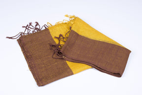 Nine Yaks Linen Scarf Brown and Yellow